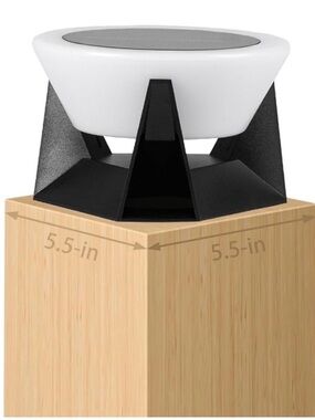 NWT Set of 2 Modern Black and White Solar Outdoor Post Cap Light 4.7” w timer